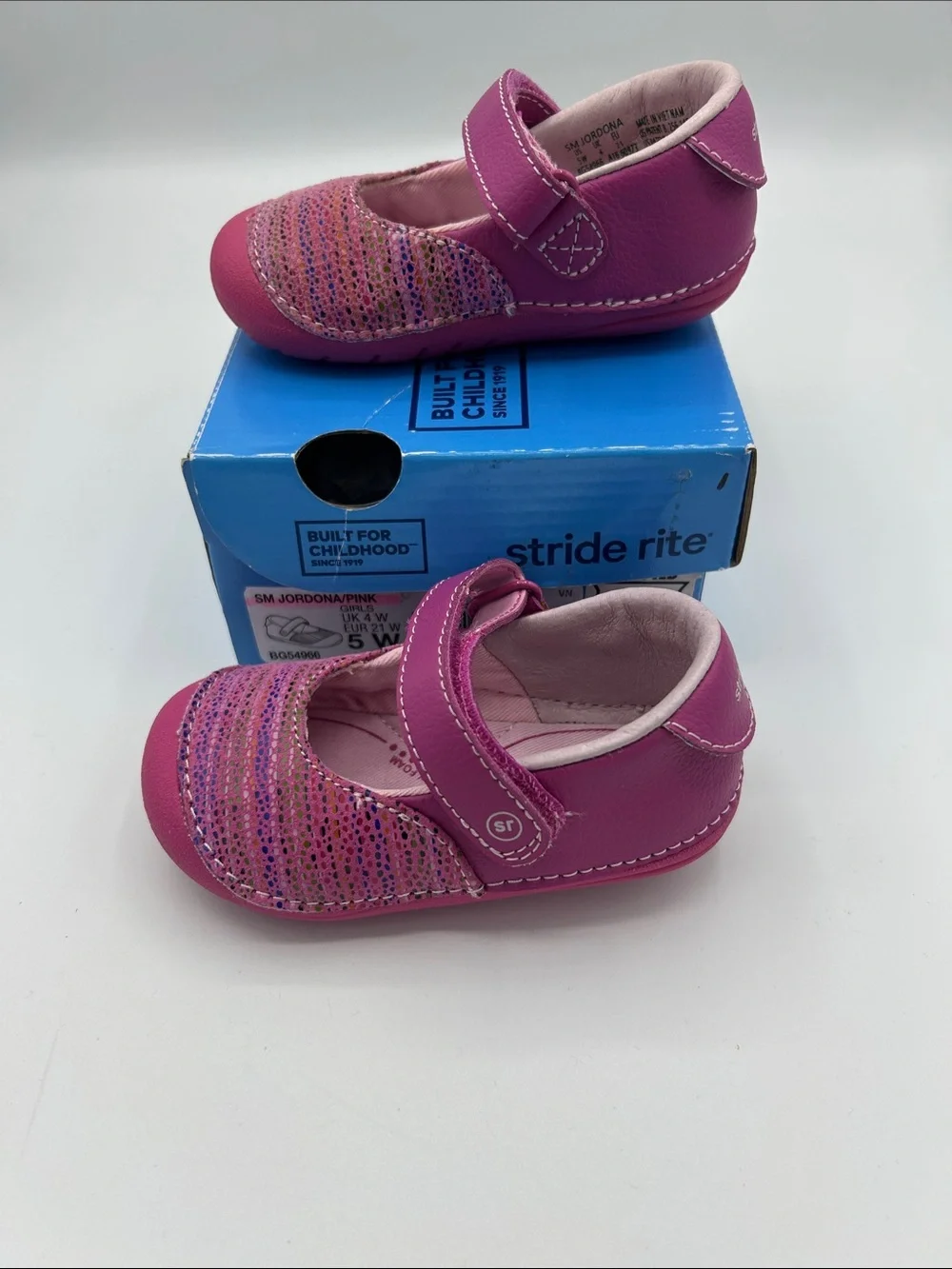 Stride Rite Girls' Pink Glitter Mary Jane Shoes early walker 5 W width brand new
